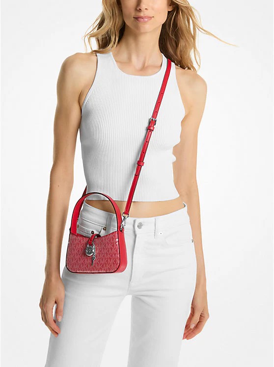Túi Michael Kors Outlet Lyra Extra-Small Signature Logo Crossbody Bag Bright Red 35R5S1YC0B