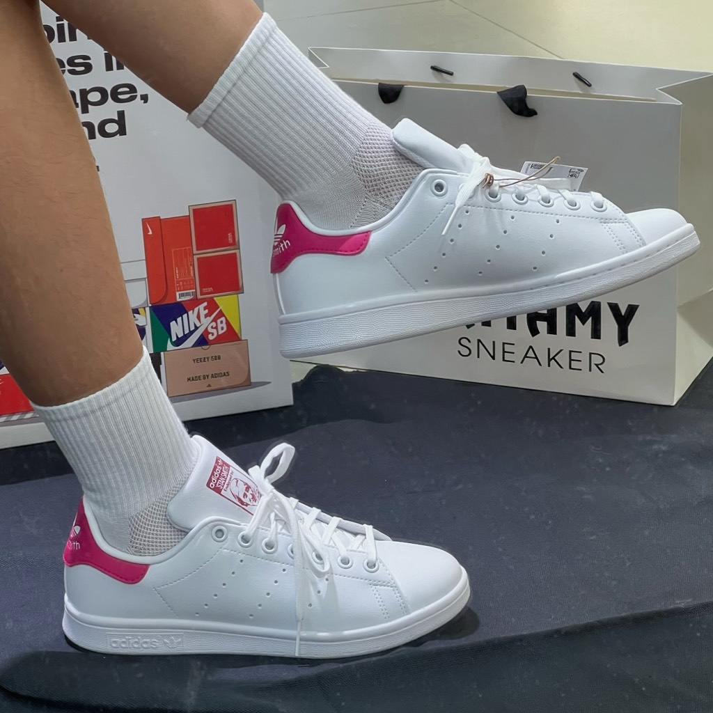 Stan Smith Trắng gót Pink FX7522