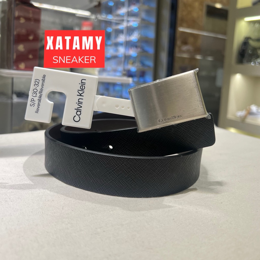 Thắt Lưng Nam Calvin Klein Leather Reversible Dress Belt with Plaque Buckle Black 11CK010007 014