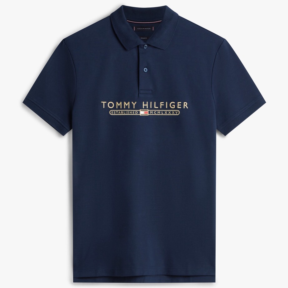 Áo Polo Tommy Hilfiger Regular Fit Embroidered Logo Interlock Navy MW41615 400