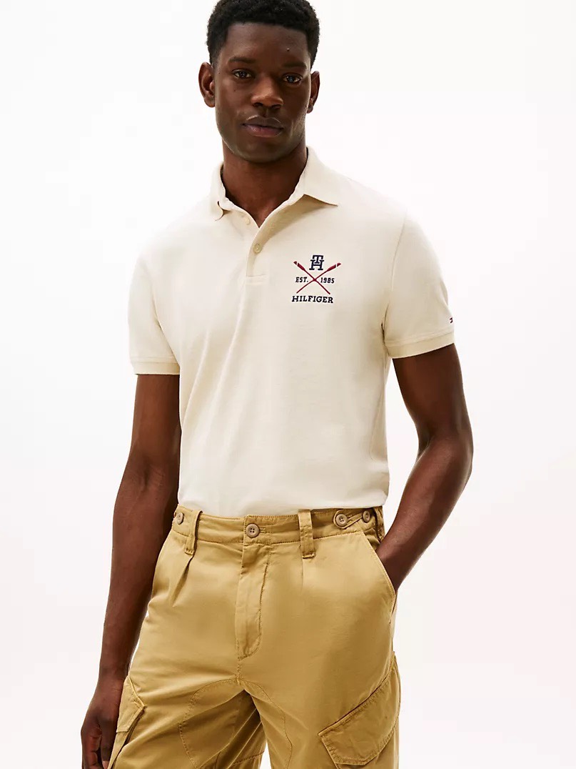 Áo Polo Tommy Hilfiger Regular Fit Rowing Crew Logo Ivory Heather XM05644 251