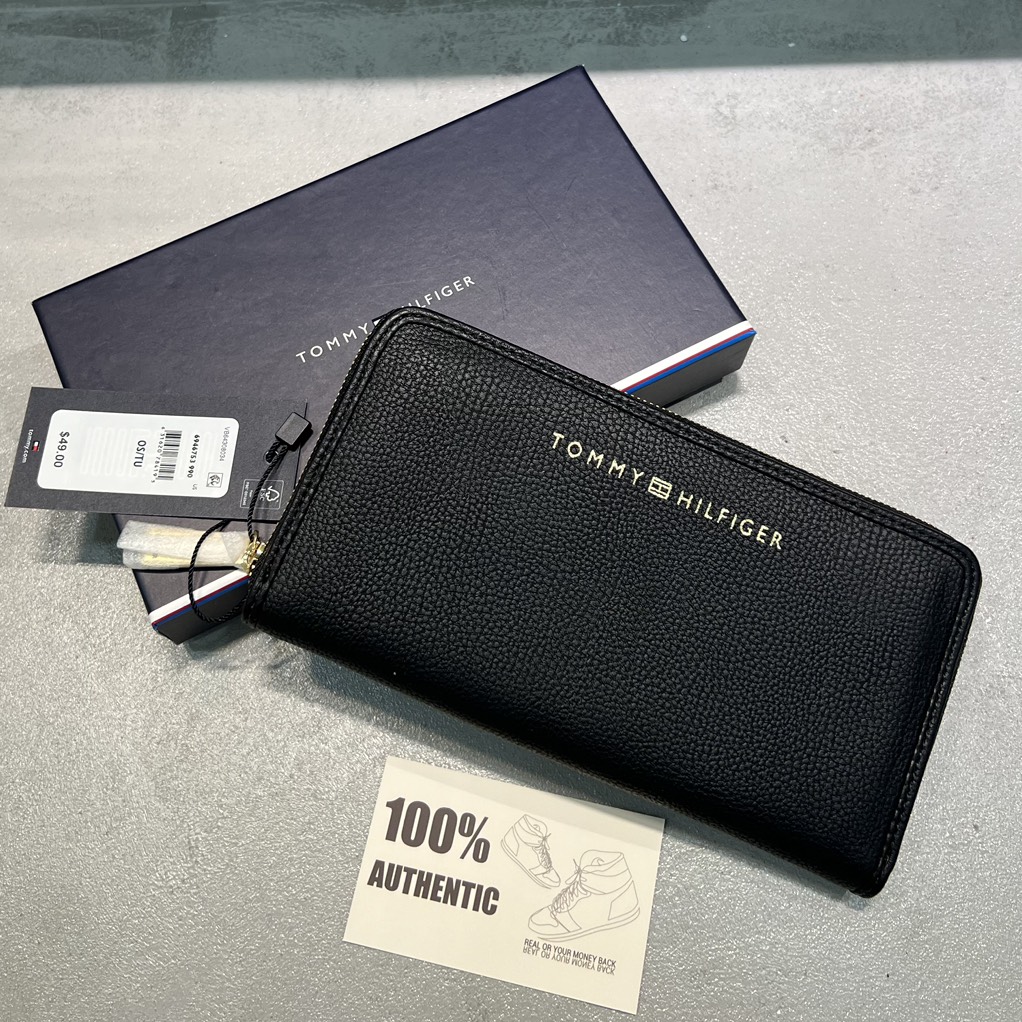Ví Tommy Hilfiger Large Zip Wallet Pebble Black 6946753 990