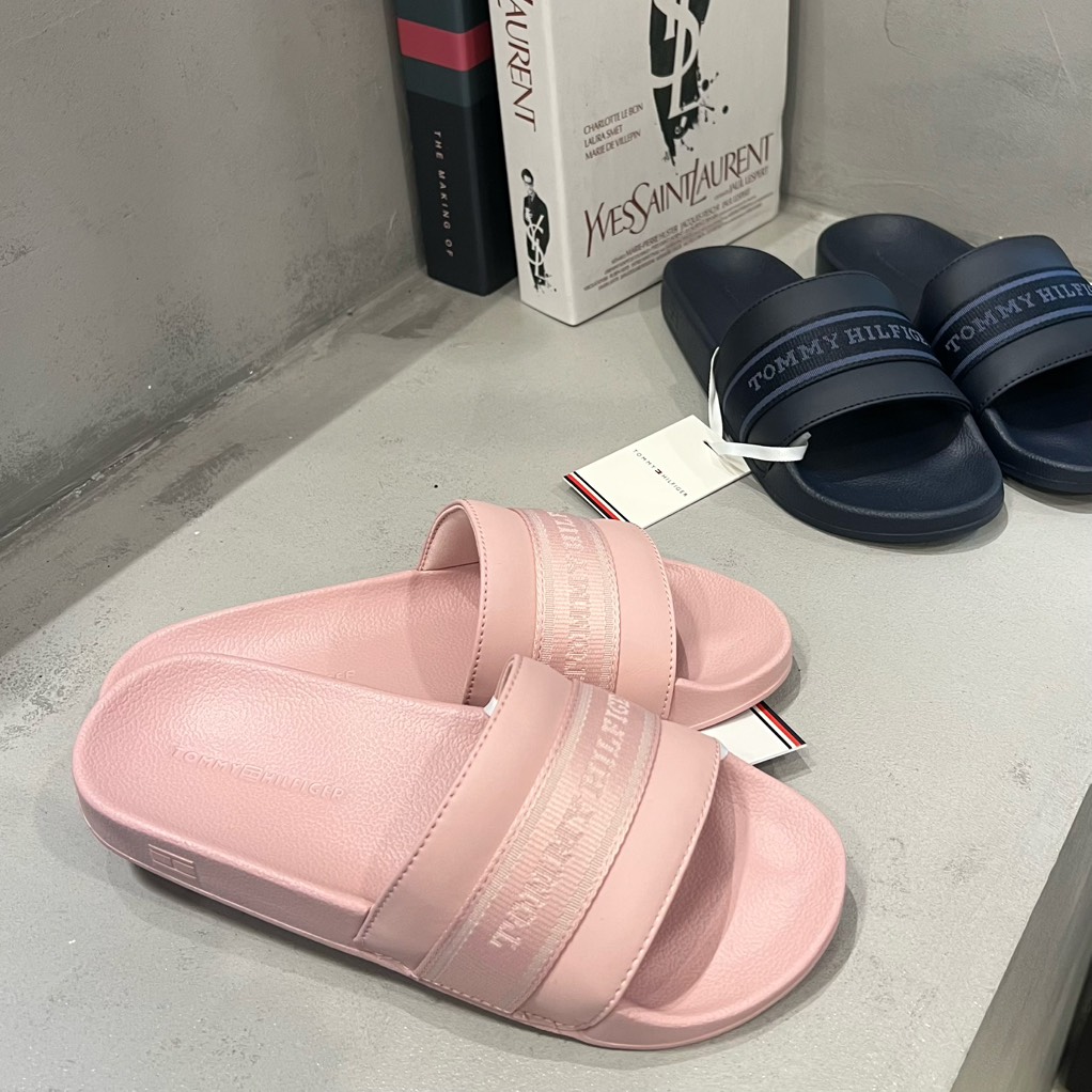 Dép Tommy Hilfiger Webbed Logo Pool  Foggy Pink FW08529 650