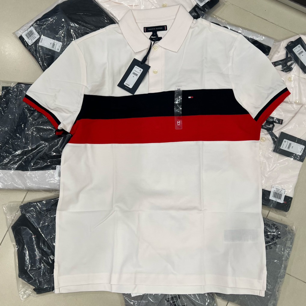 Áo Polo Tommy Hilfiger Regular Fit Colorblock Ancient White MW33218 100
