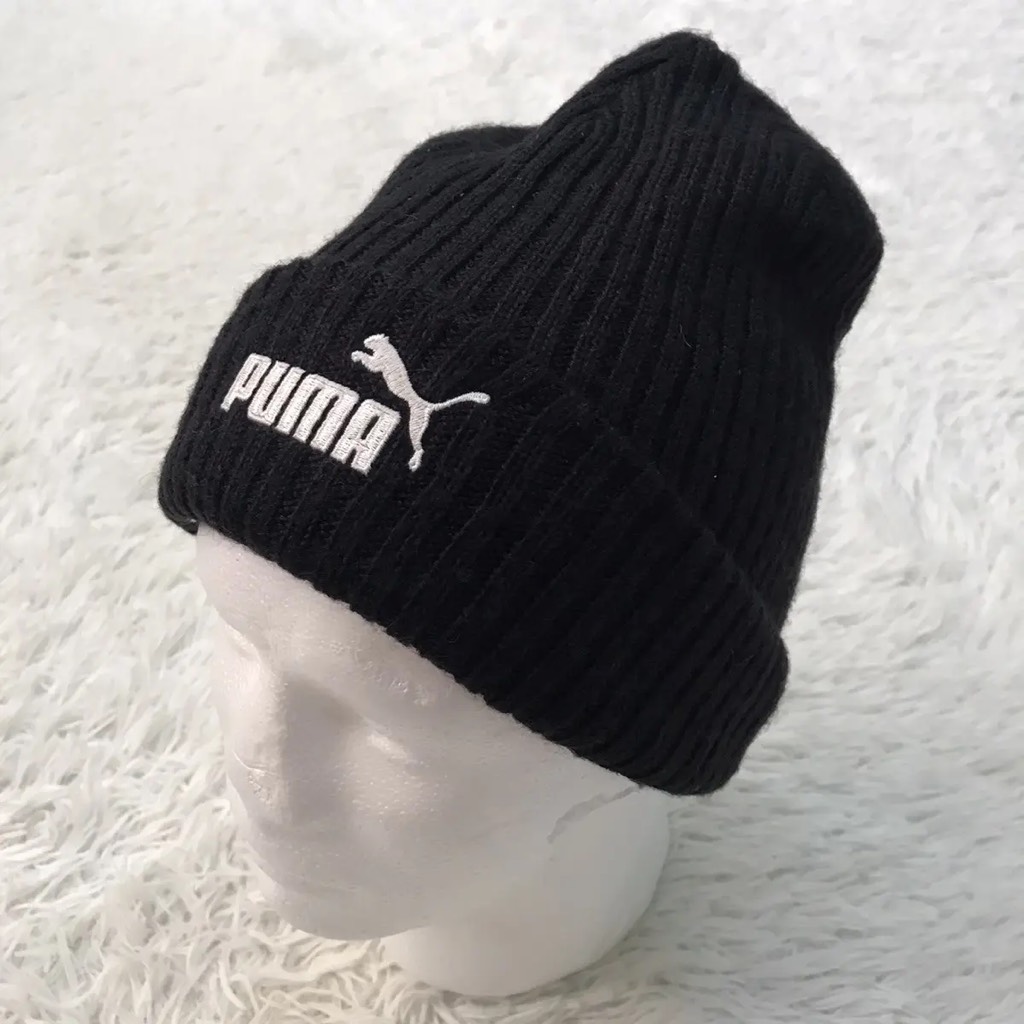 Nón Puma Logo Ribbed Cuff Beanie Black 942291 01