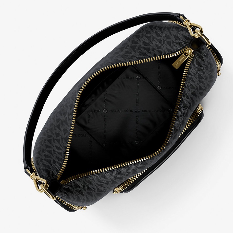 Túi Michael Kors Merritt Small Signature Logo Convertible Shoulder Black 35R6G0WC1B