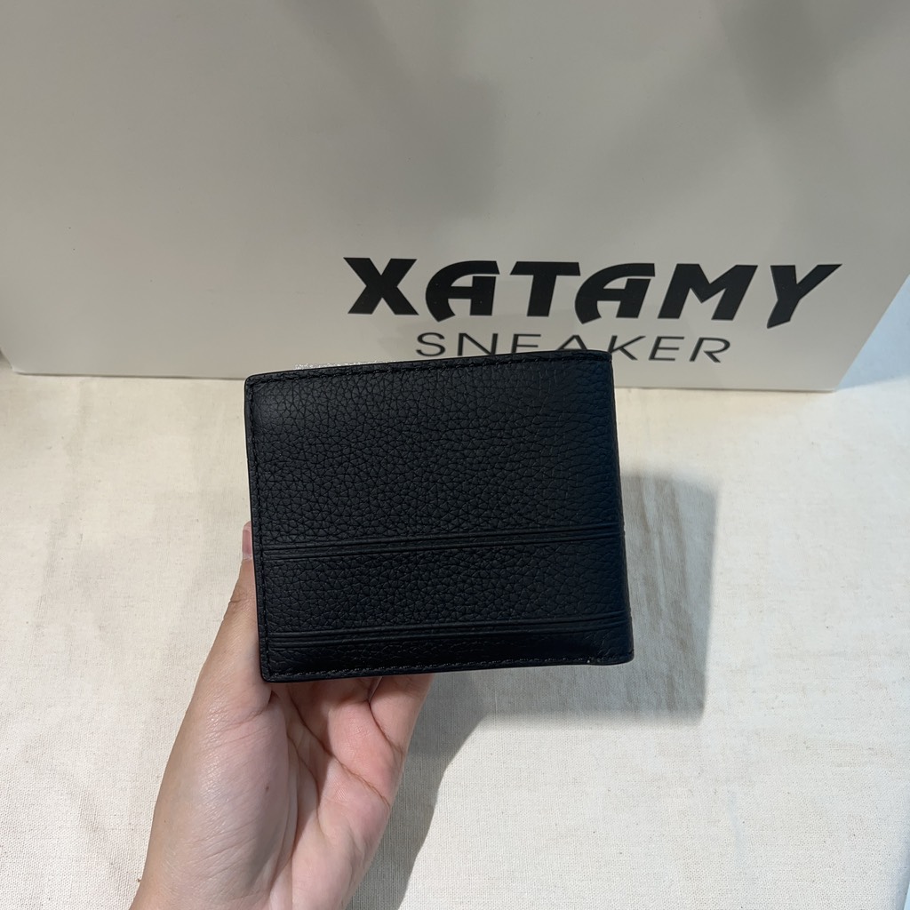 Ví Michael Kors Mens Hudson Pebbled Leather Billfold Wallet With Coin Pouch Black 39T4LHDF3L