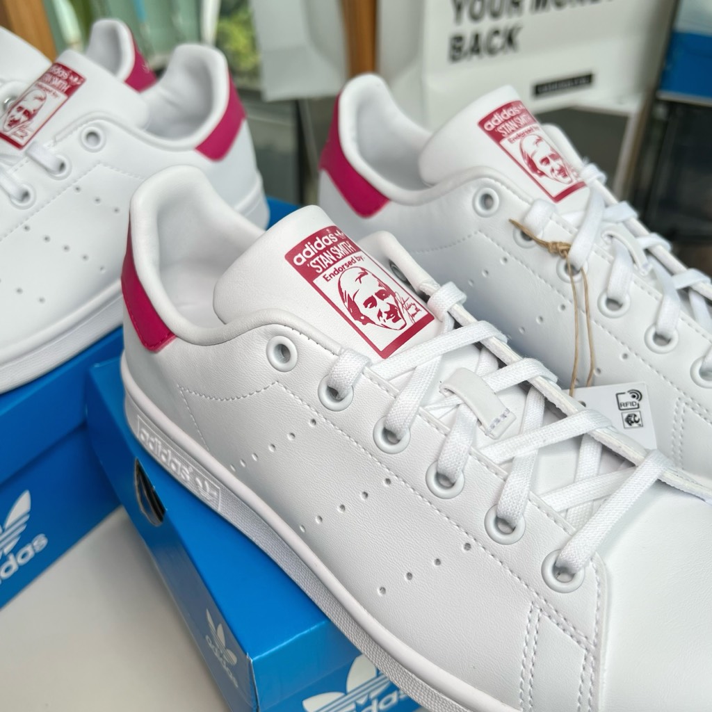 Stan Smith Trắng gót Pink FX7522