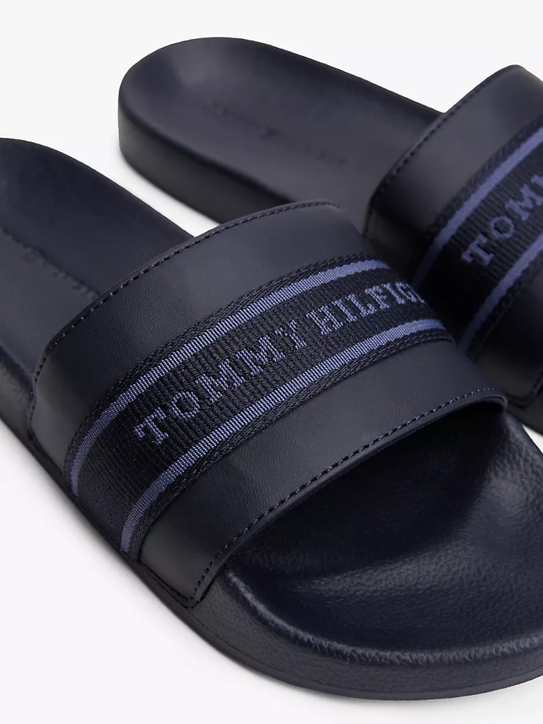 Dép Tommy Hilfiger Webbed Logo Pool Space Blue FW08529 400