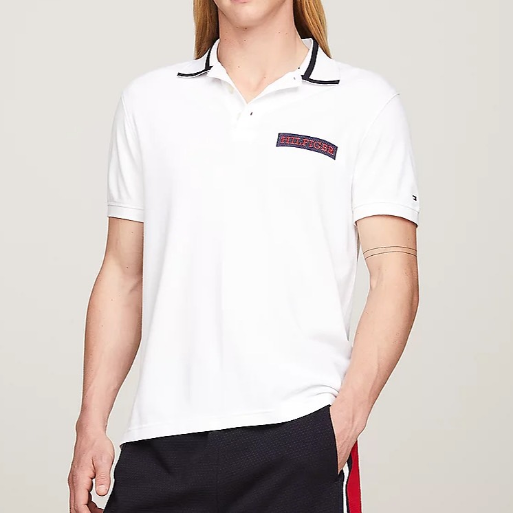 Áo Polo Tommy Hilfiger Regular Fit Monotype Logo Patch White MW34786 100