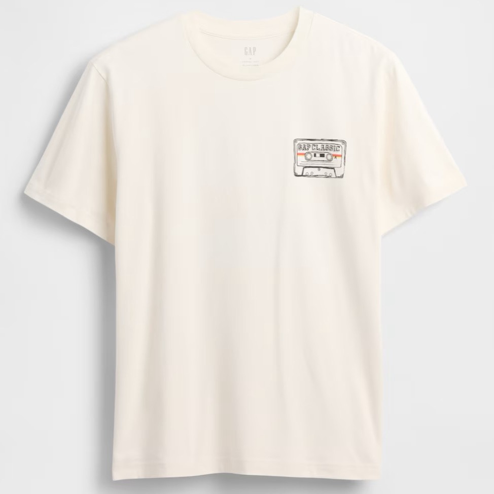 Áo GAP Everyday Soft Relaxed Graphic T-Shirt Vintage Ivory Frost 117156 90 01