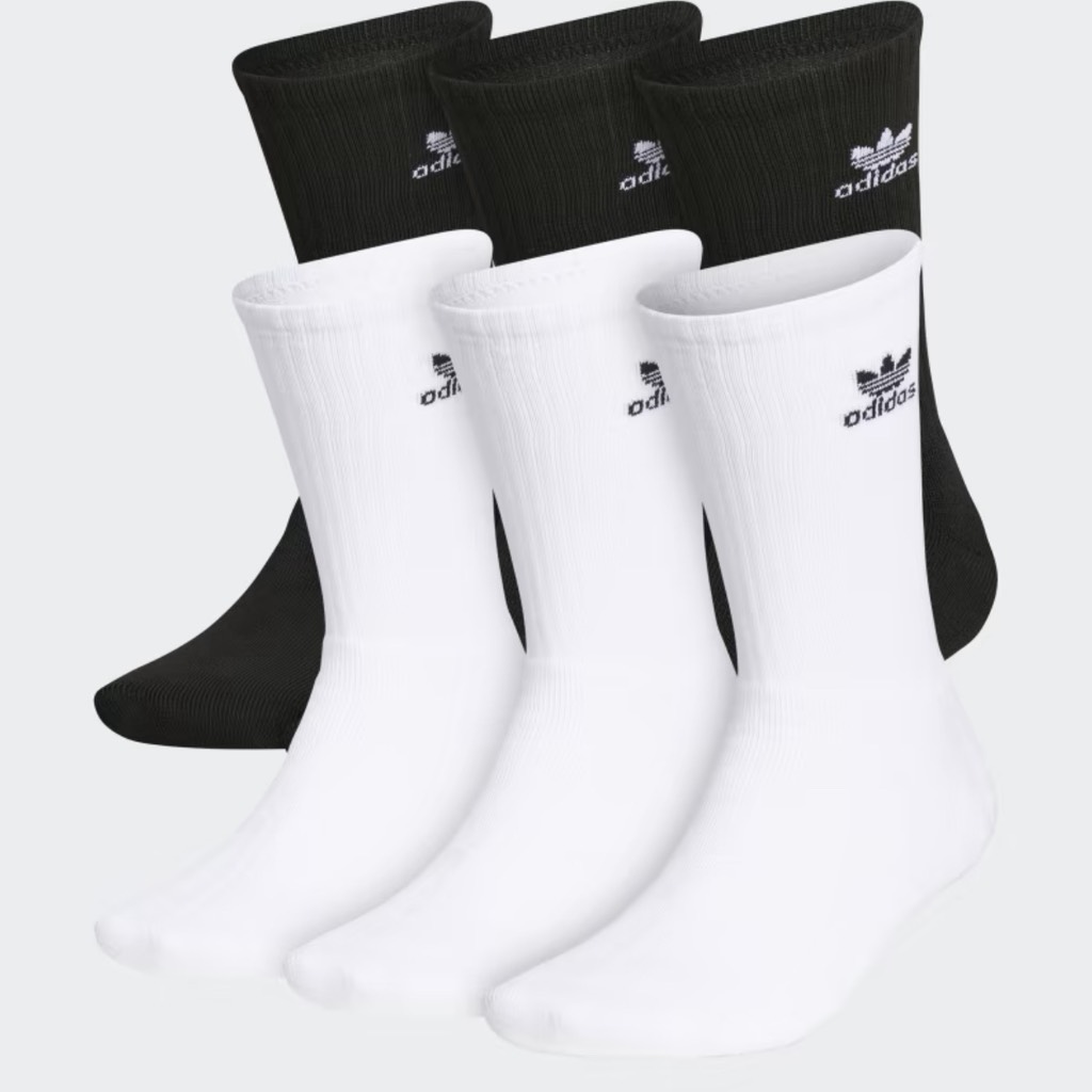 Vớ adidas Trefoil Crew Socks 6 Pair Black White BH6437B