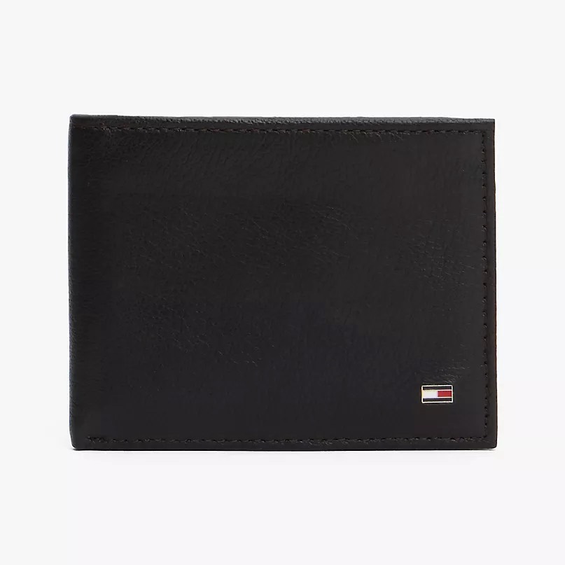 Ví Tommy Hilfiger Men's Pebbled Leather Bifold Wallet Brown 31TL220094
