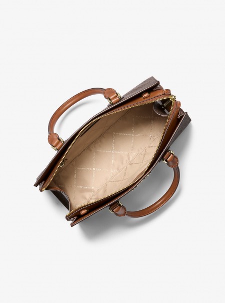 Túi Michael Kors Sheila Medium Logo Satchel Brown 35S3G6HS2B