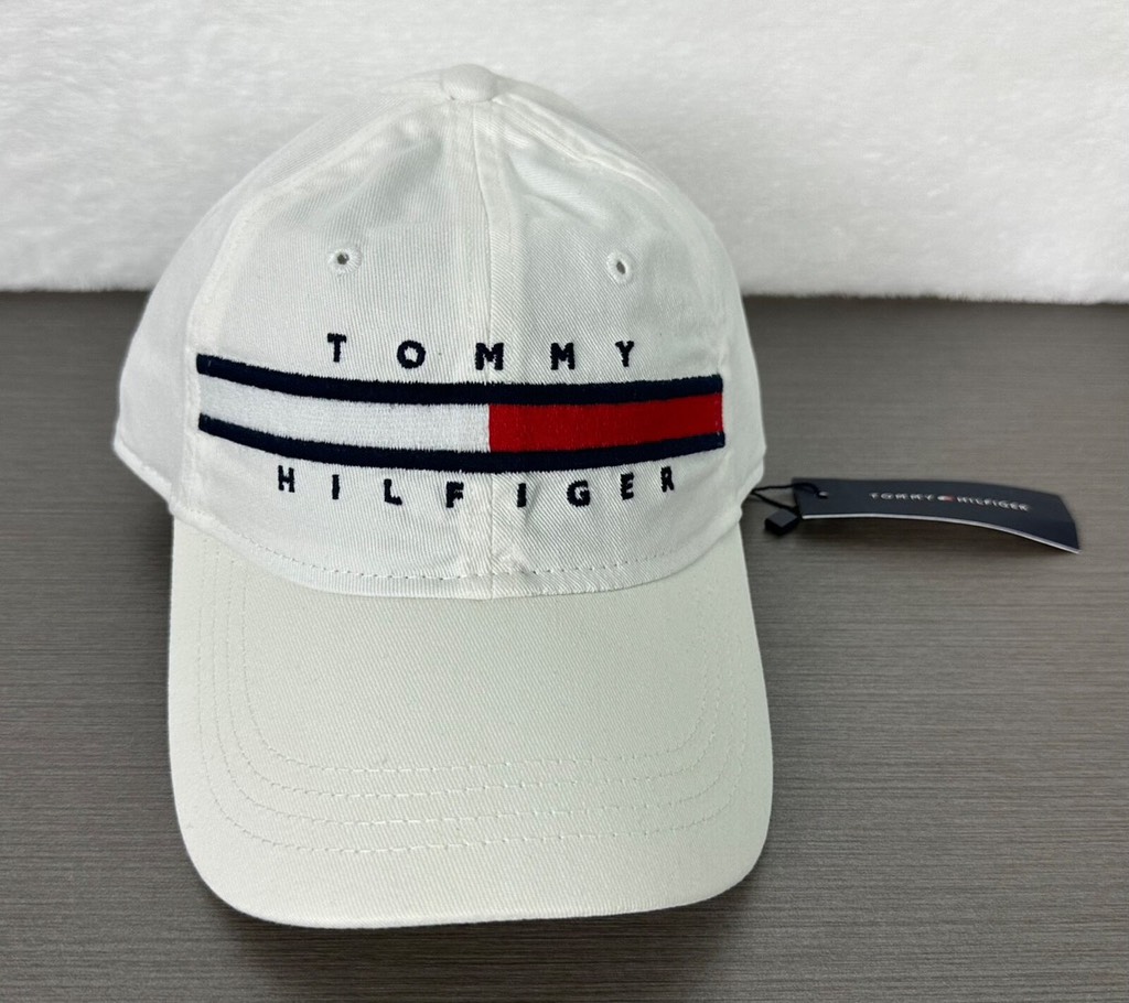 Nón Tommy Hilfiger Flag Stripe Logo Baseball Cap White 78B4207 100