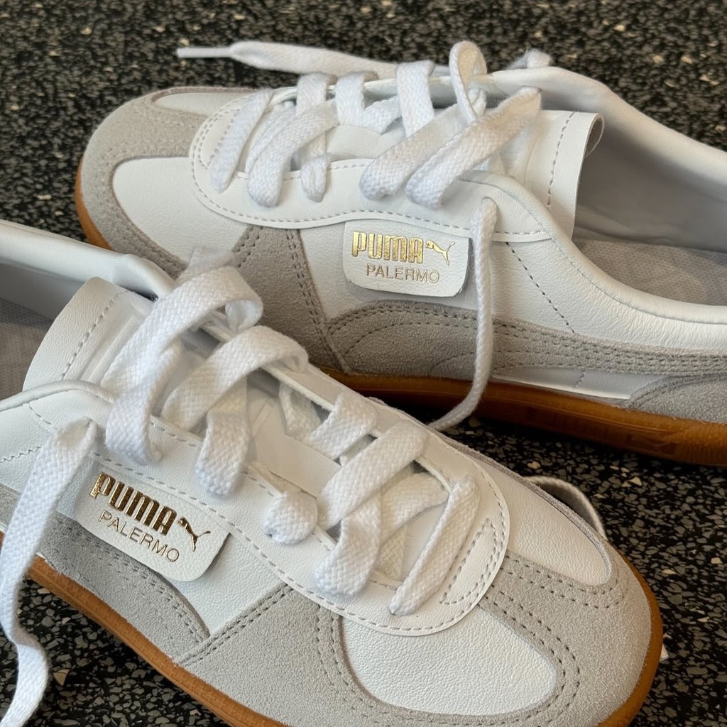 PUMA Palermo Leather White Glacial Grey Gum 396464 12