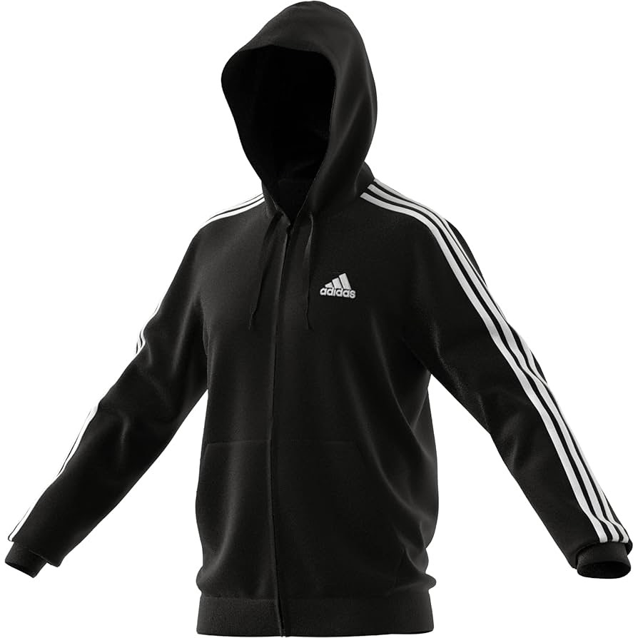 Áo Khoác adidas Men's Essentials French Terry 3-Stripes Full-Zip Hoodie Black GK9032