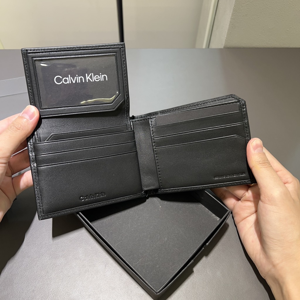 Ví Calvin Klein Saffiano Leather Card Case Bifold Wallet Black 40W0733 010