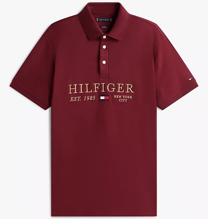 Áo Polo Tommy Hilfiger Regular Fit Embroidered Monoype Logo Interlock Burgundy XM06075 500