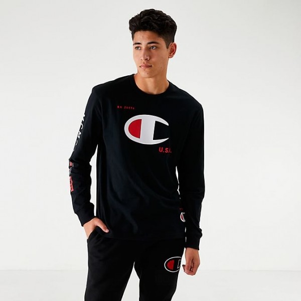 Áo Champion Đen Tay Dài MCMXIX