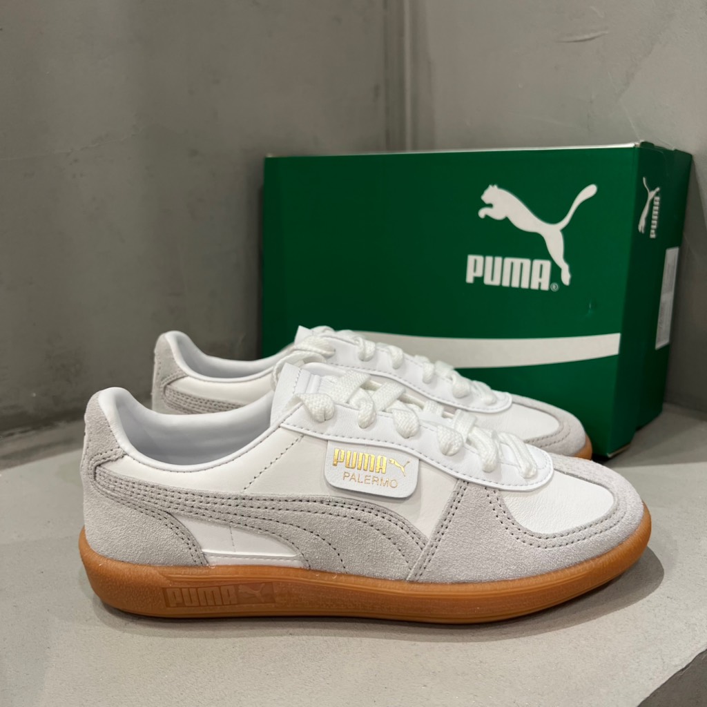 PUMA Palermo Leather White Glacial Grey Gum 396464 12