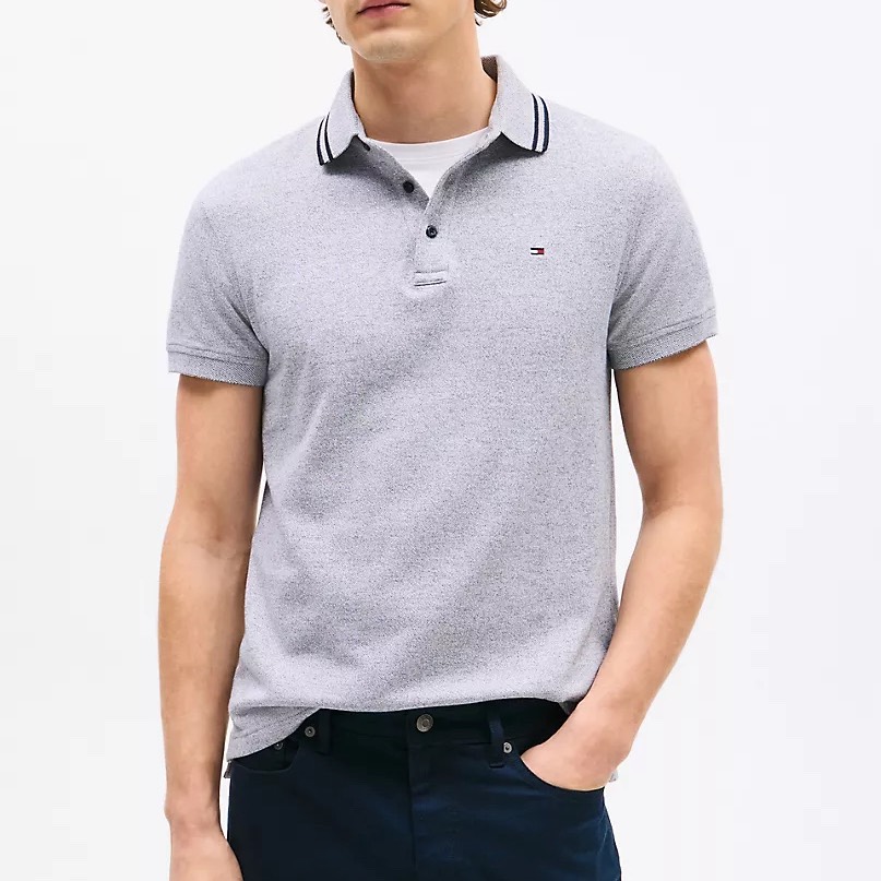 Áo Polo Tommy Hilfiger Slim Fit Heathered Shady Stone XM04473 020