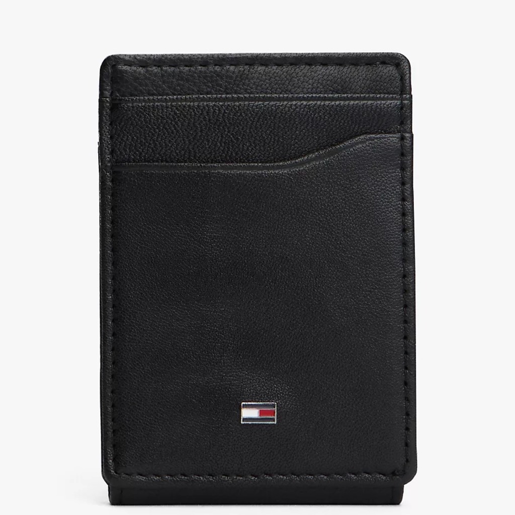 Ví Tommy Hilfiger Men's Pebbled Leather Magnetic Bifold Wallet Black 31TL160072