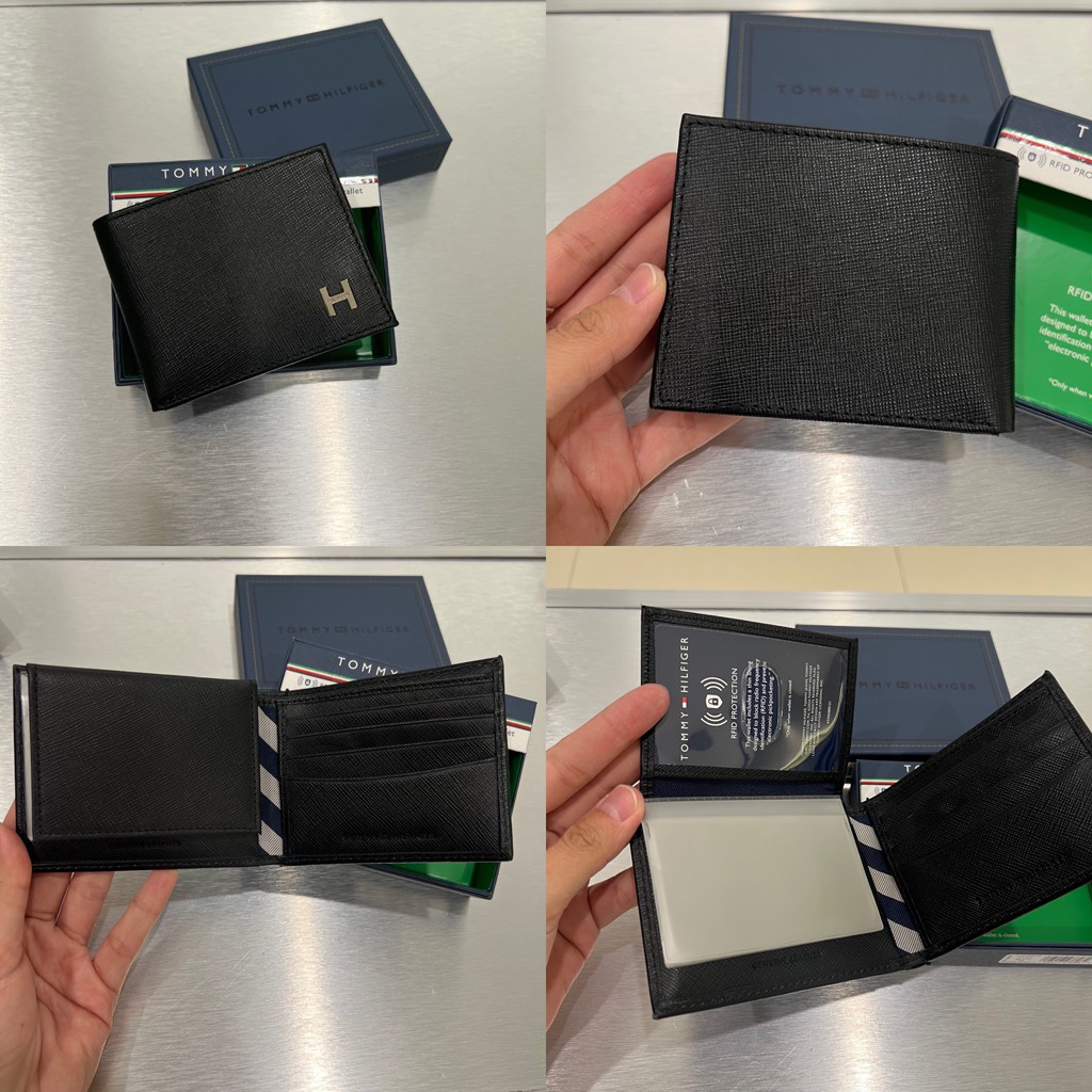 Ví Tommy Hilfiger Leather Credit Card Id Passcase Wallet Billfold Black 31TL22X019