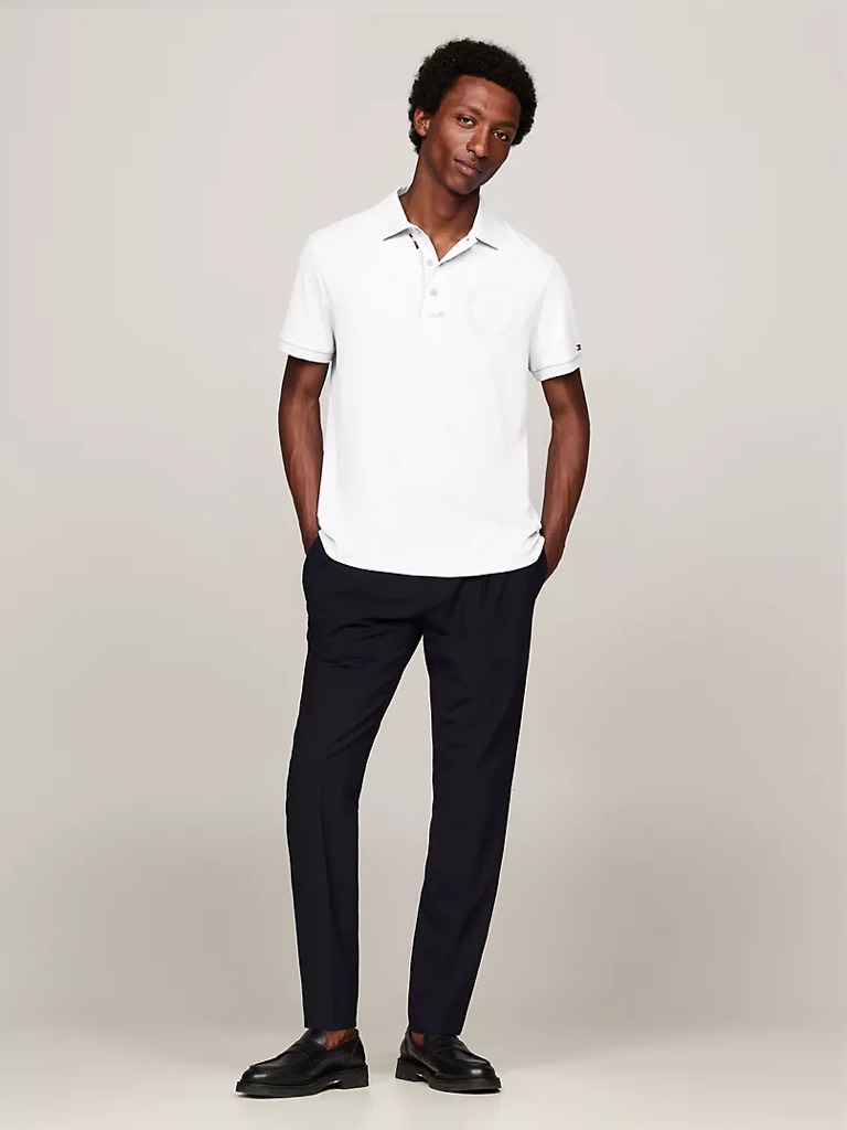 Áo Polo Tommy Hilfiger Regular Fit TH Logo Interlock White MW30807 101
