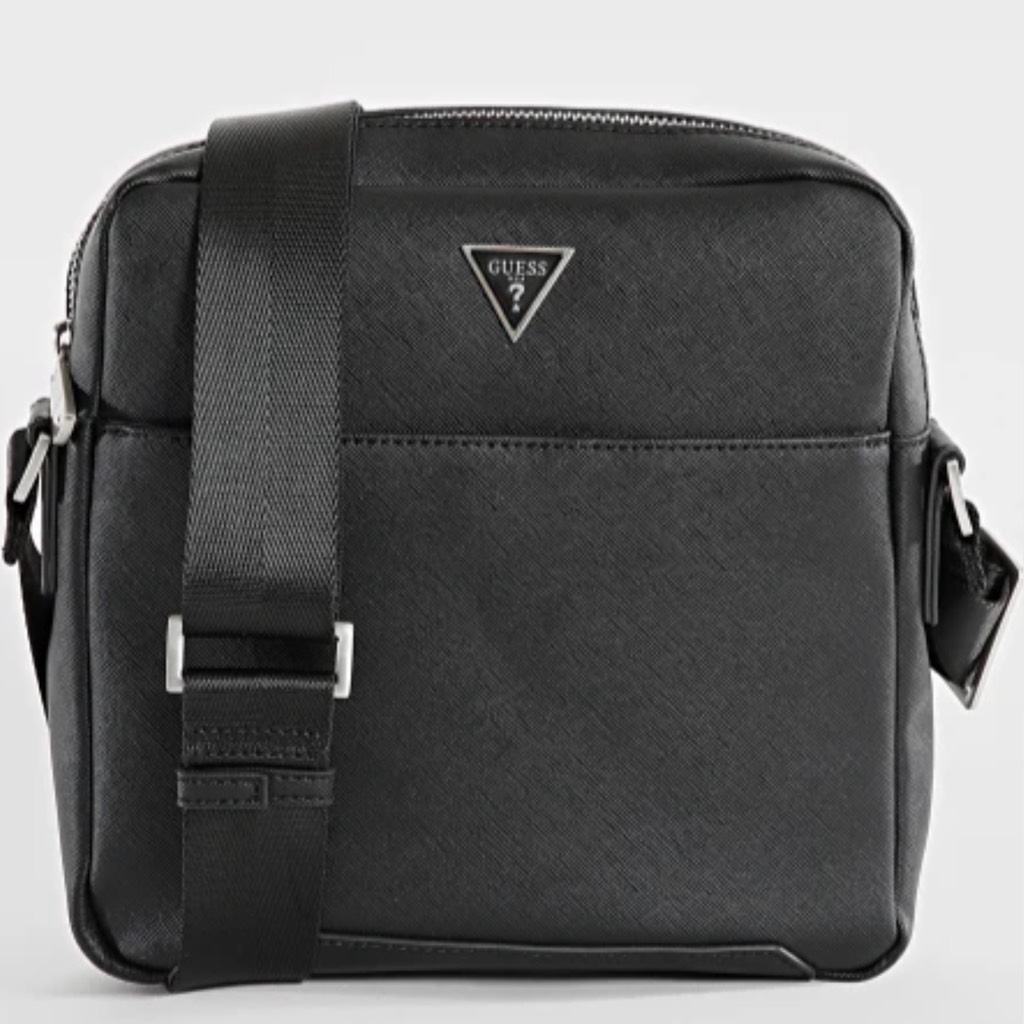 Túi GUESS Eco Saffiano Top-Zip Flat Crossbody Black HMTOSAP4258