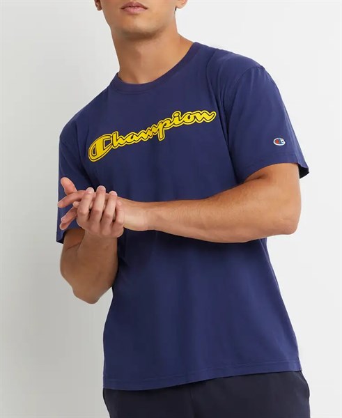 Áo Champion Navy Logo in vàng