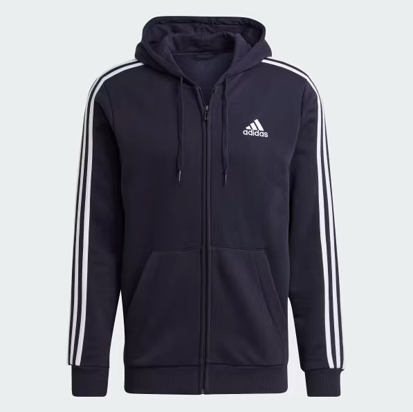 Áo adidas Nam Essentials Fleece 3-STRIPES Full-Zip Hoodie Navy GK9053