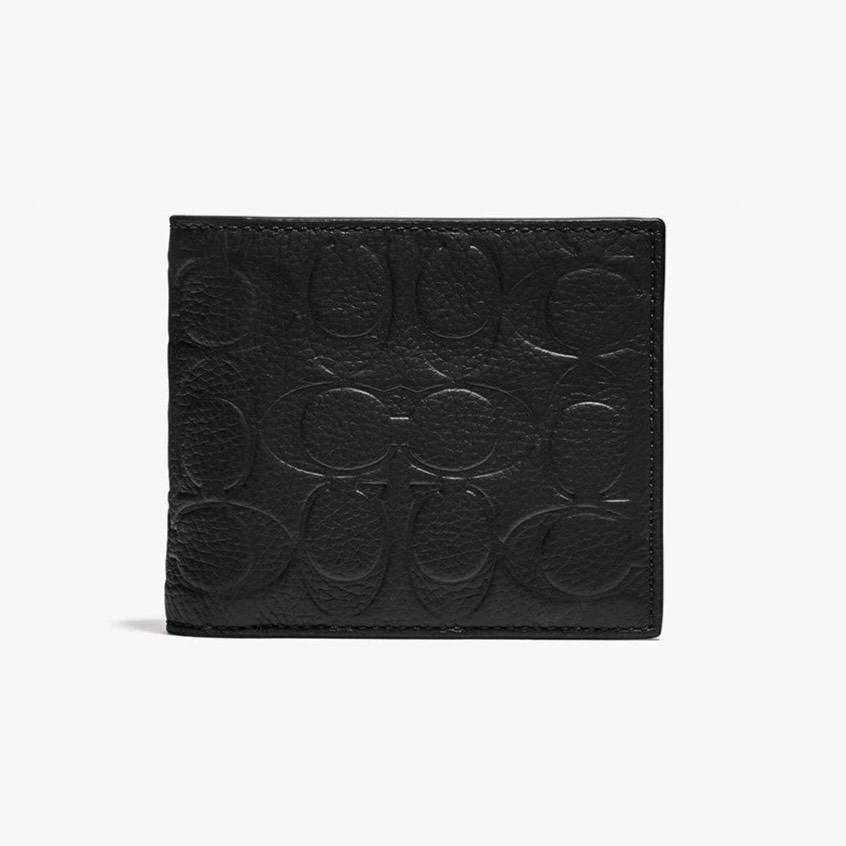 Ví Coach Compact ID Wallet In Signature Crossgrain Leather Black F75371