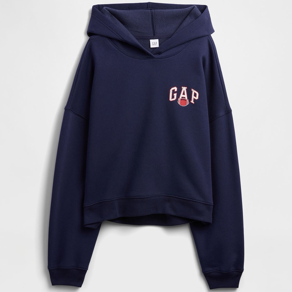 Áo GAP Relaxed Cropped Wedge Graphic Hoodie Navy 831837 00 1