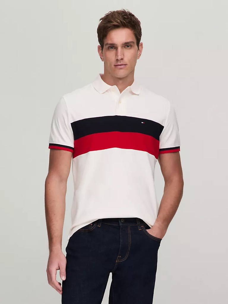 Áo Polo Tommy Hilfiger Regular Fit Colorblock Ancient White MW33218 100