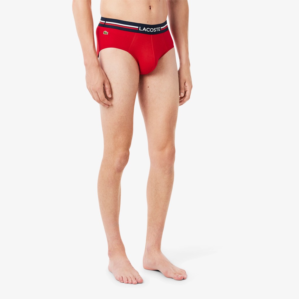 Underwear LACOSTE Men's 3-Pack Logo Waist Cotton Stretch Briefs 8H9464 51
