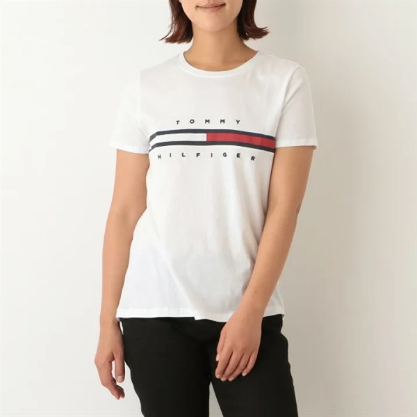 áo Nữ TOMMY HILFIGER ESSENTIAL FLAG LOGO White 76J1635 110