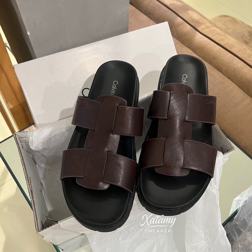 Dép Calvin Klein Rolinde Sandal Dark Brown 201