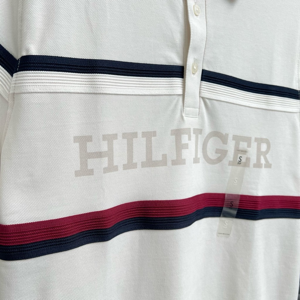 Áo Polo Tommy Hilfiger Regular Fit Global Stripe Monotype Weathered White 78JA885 100