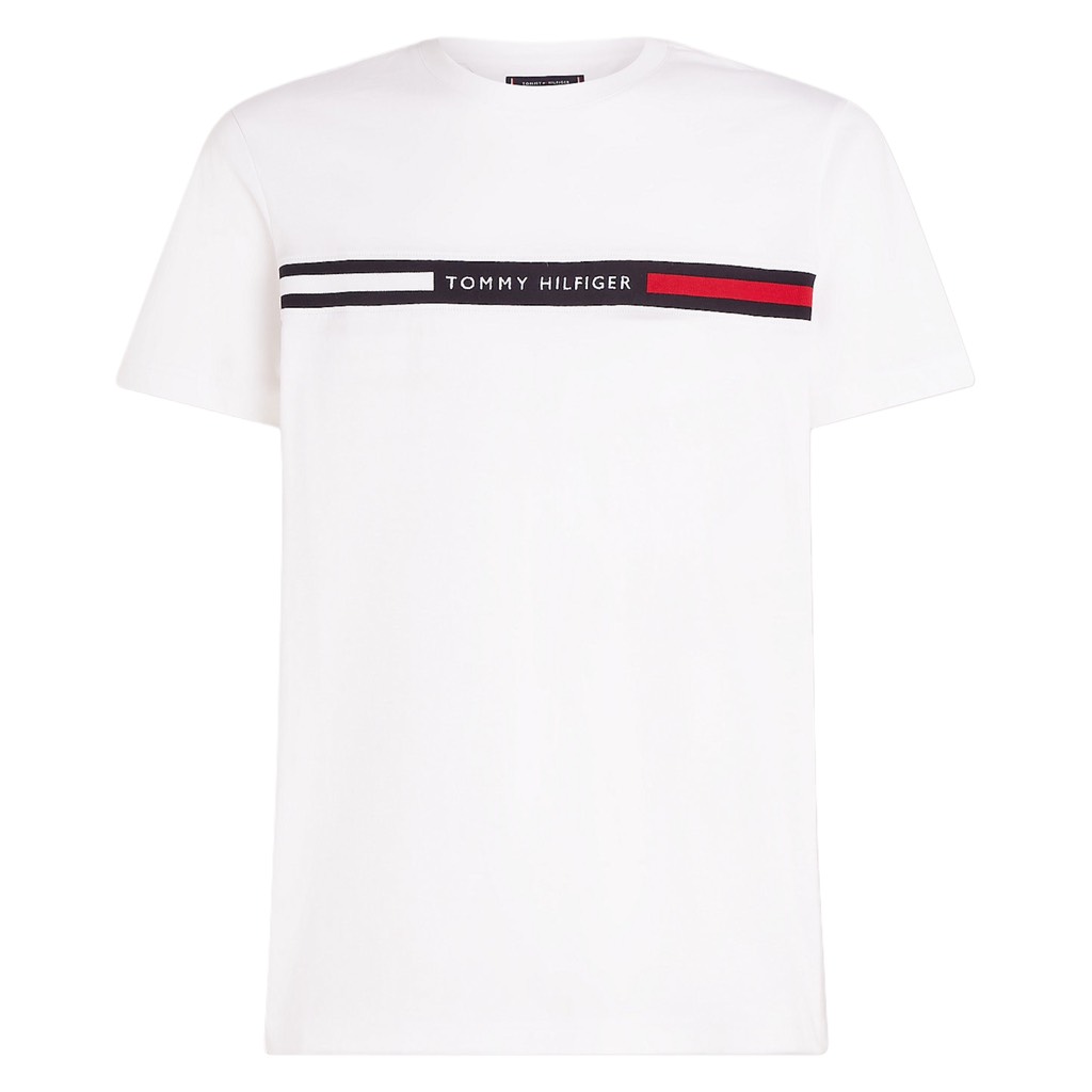 Áo Tommy Hilfiger Ribbed Inset Logo T-Shirt White MW36498 100