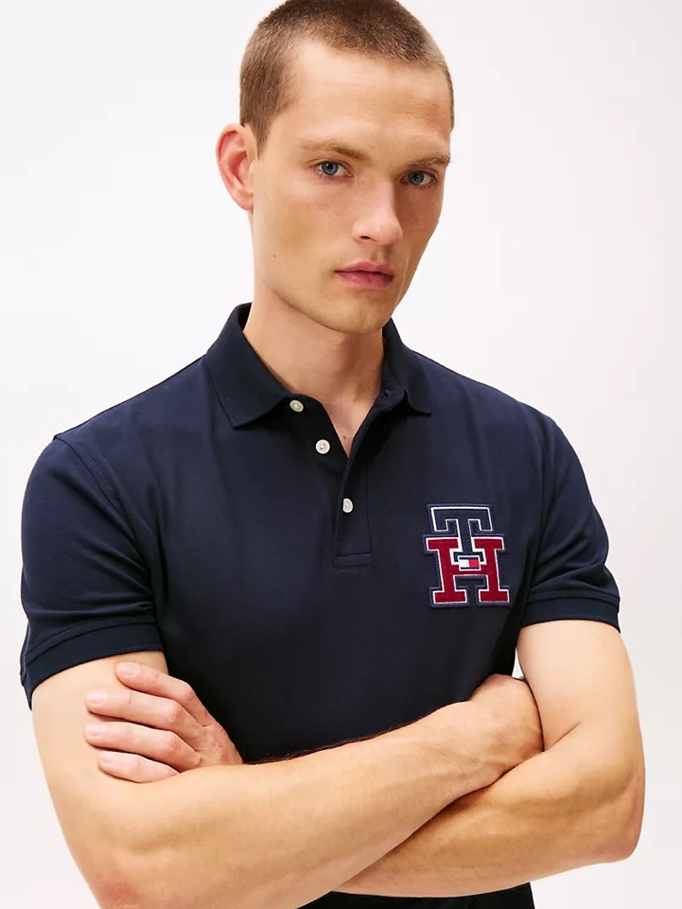 Áo Polo Tommy Hilfiger Regular Fit Textured Monogram Navy XM05639 400