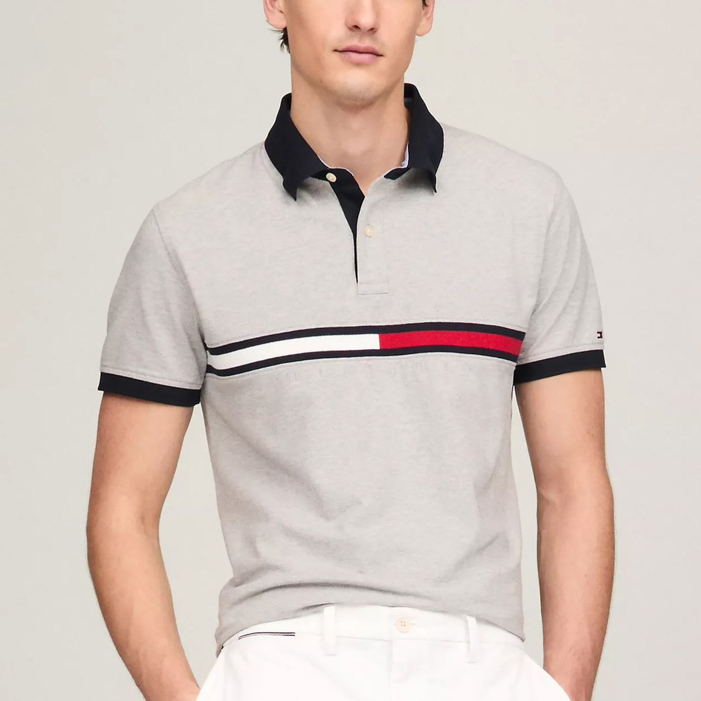 Áo Polo Tommy Hilfiger Regular Fit Embroidered Stripe Logo Grey 78JB117 030