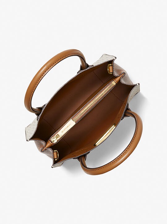 Túi Michael Kors Mercer Medium Logo and Leather Accordion Crossbody Bag Brown 35S1GM9M2B