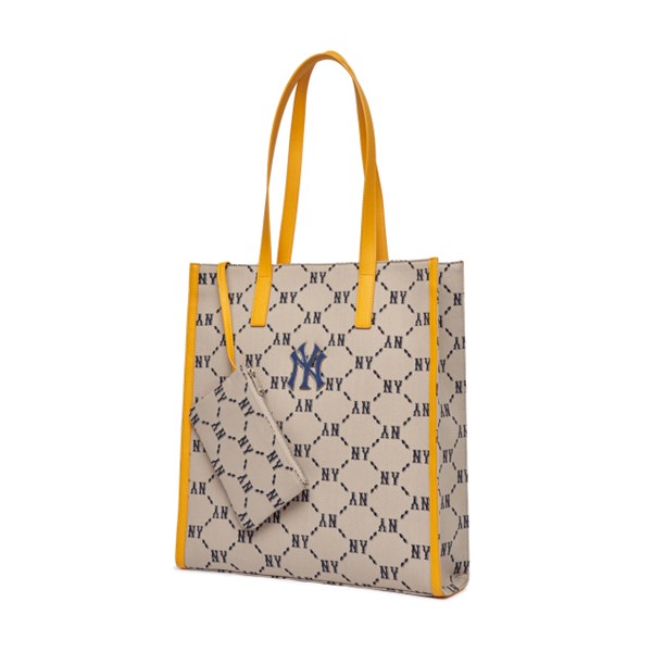 Túi Tote MLB Monogram DIA Jacquard NY Beige 3AORM012N-50BGS