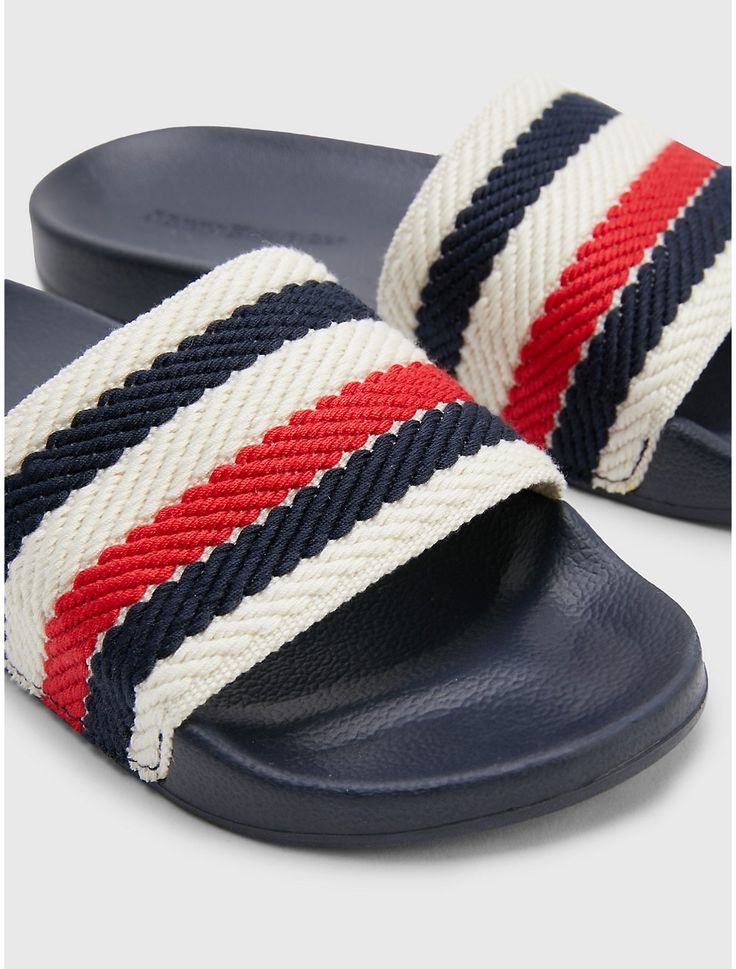Dép Tommy Hilfiger Logo Stripe Pool Space Blue FW07151