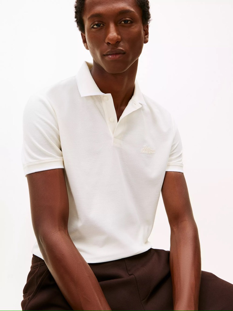 Áo Polo Tommy Hilfiger Regular Fit Script Logo Twill Ivory Petal MW41607 720