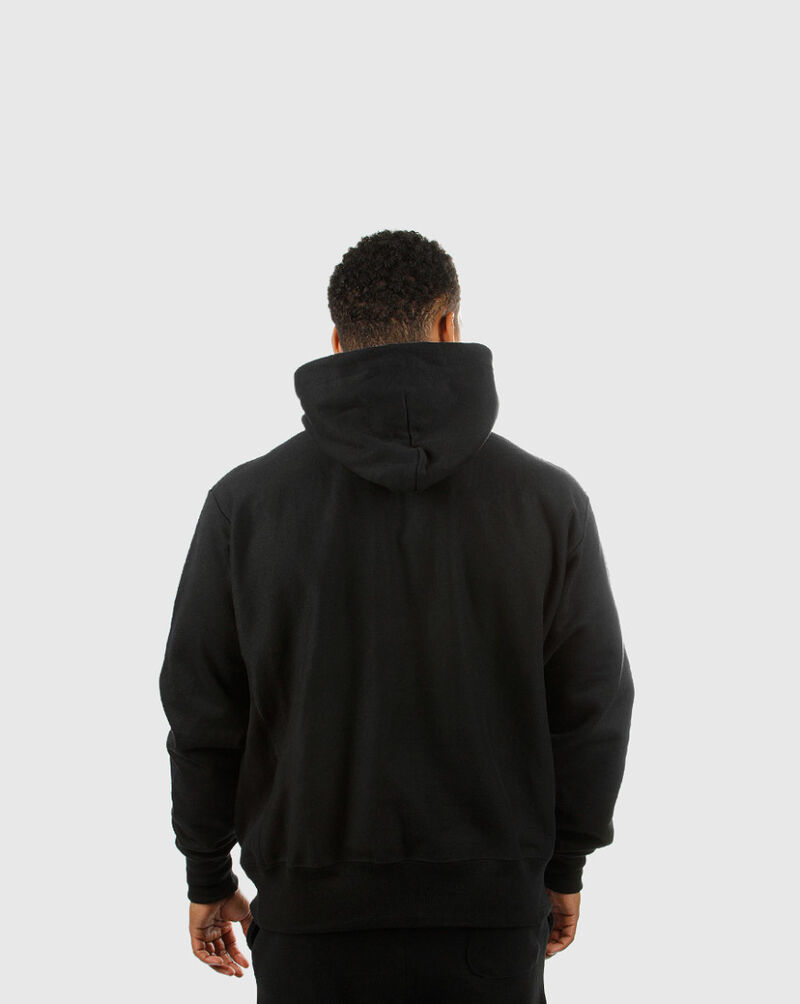 Áo Champion hoodie đen logo thêu ngực trái