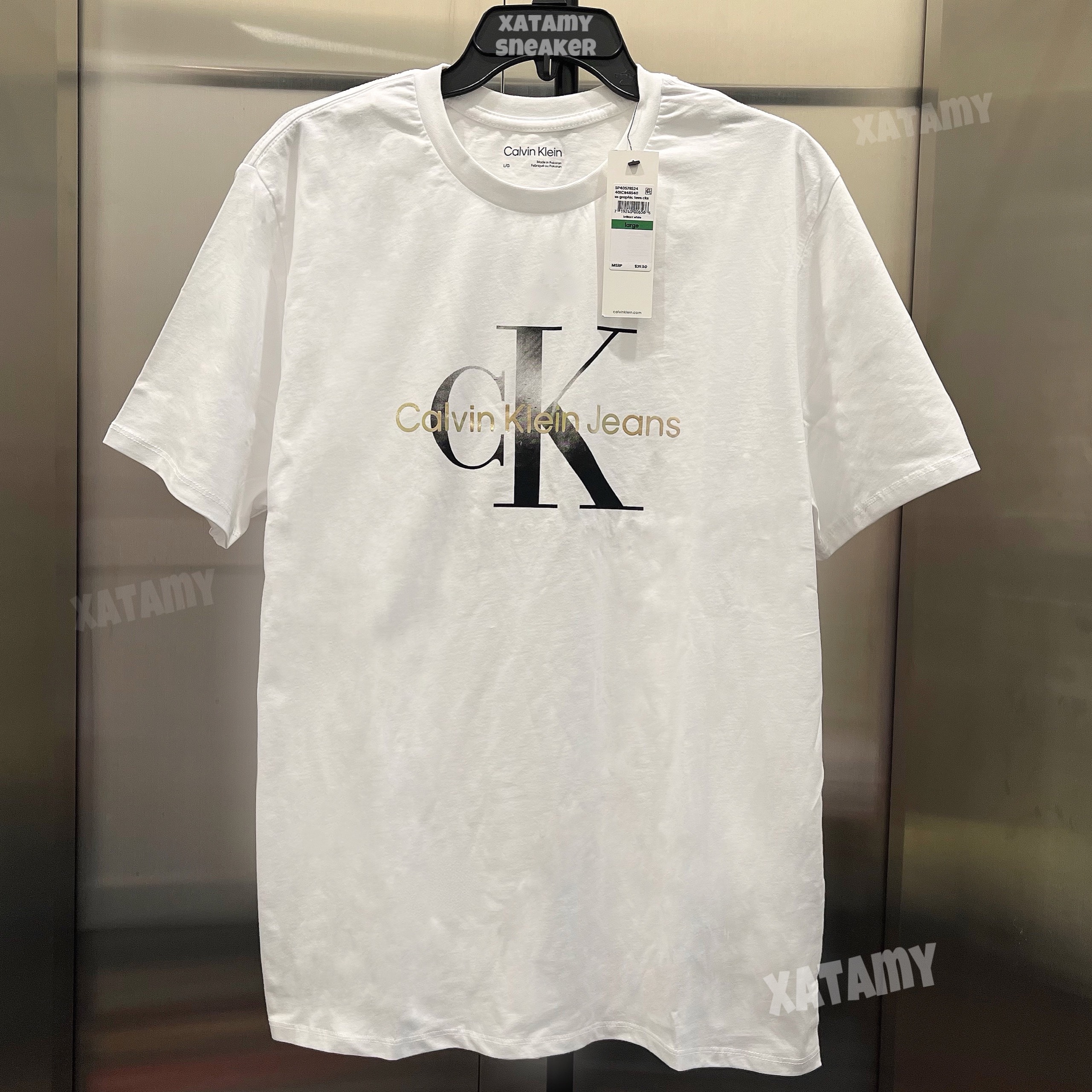 Áo Calvin Klein Gold Monogram Brilliant White SP40578524 40IC848540