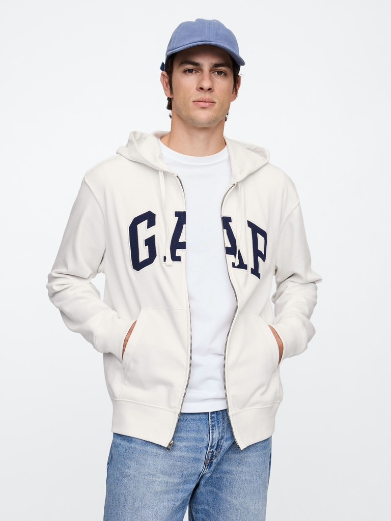 Áo GAP Relaxed Logo Zip Hoodie White 683050 02 1