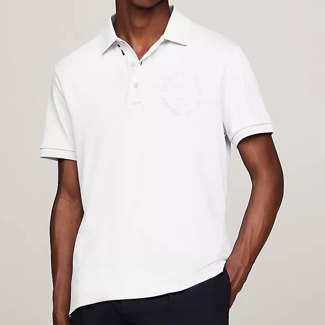 Áo Polo Tommy Hilfiger Regular Fit TH Logo Interlock White MW30807 101